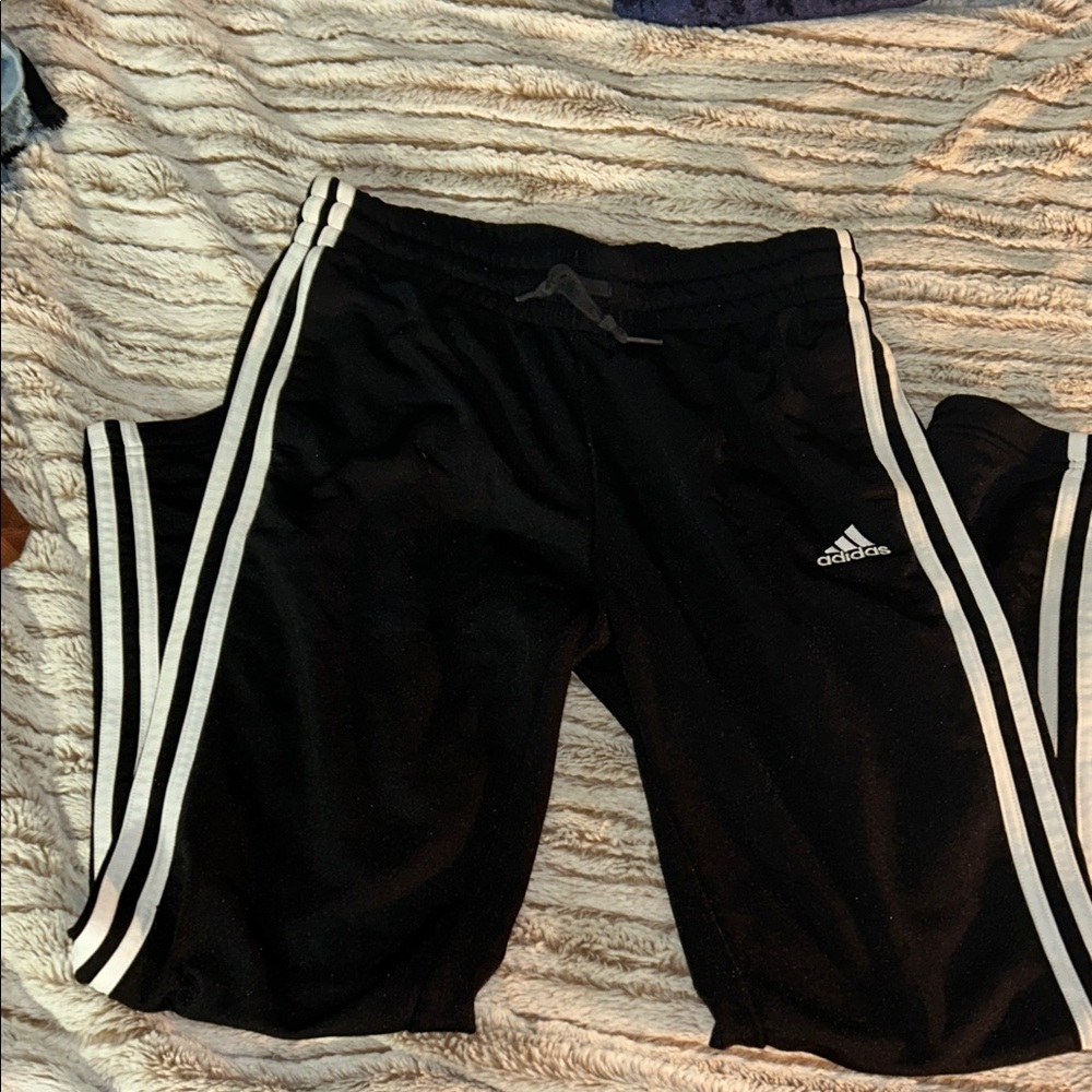 Adidas Black Joggers with White Accents